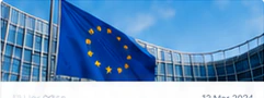 European Union flags and institutional building
