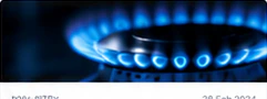 Gas cooktop with a blue flame
